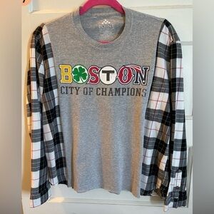 Upcycled Boston City of Champions Flannel Tee